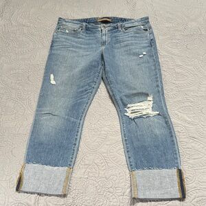 Joe's Jeans Distressed Cropped Light Blue Denim with Cuffed Hem